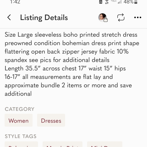 Flying Tomato Mosaic stretch printed dress size L - Picture 4 of 7